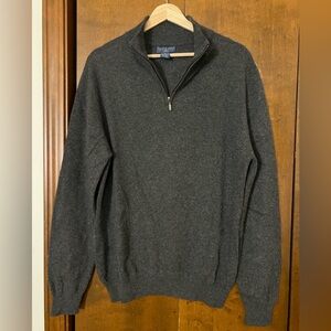 Joseph & Lyman Dark Gray Cashmere Zip-Up Sweater